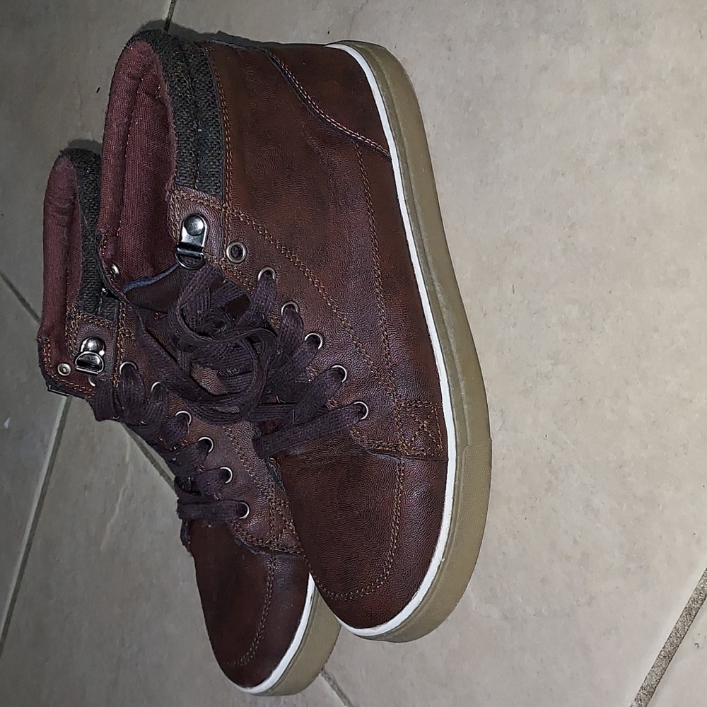 Brown mid top sneakers